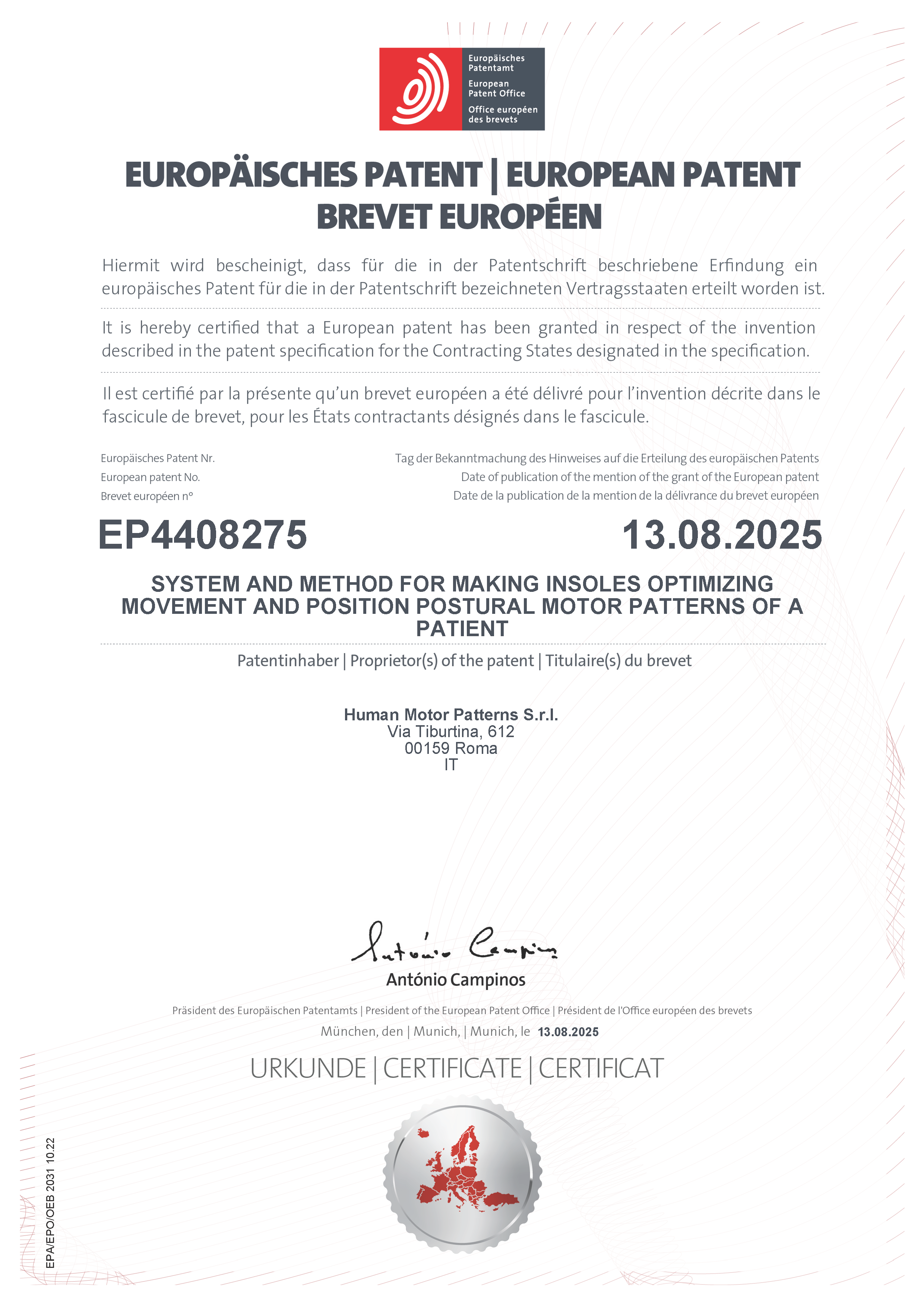 Brevetto Europeo HMP